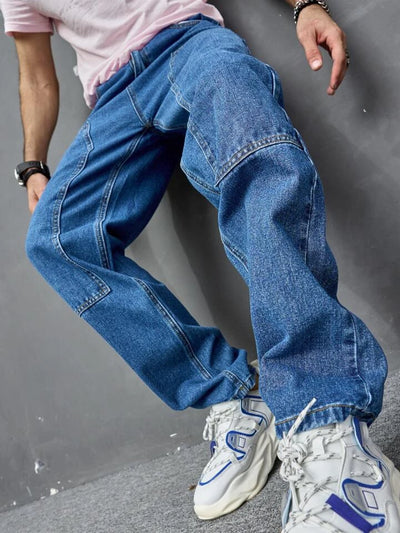 Easy Street Deep Pocket Blue Wash Baggy Jeans