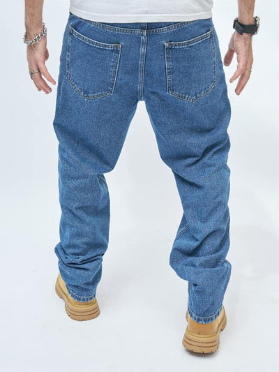 Easy Street Deep Pocket Blue Wash Baggy Jeans