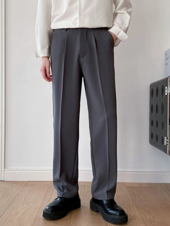 IEFB Men's Wear Split Bottoms Causal Pants Spring Straight Trousers Korean  Back Elastic Waist Suit Pants 9Y5961 210524