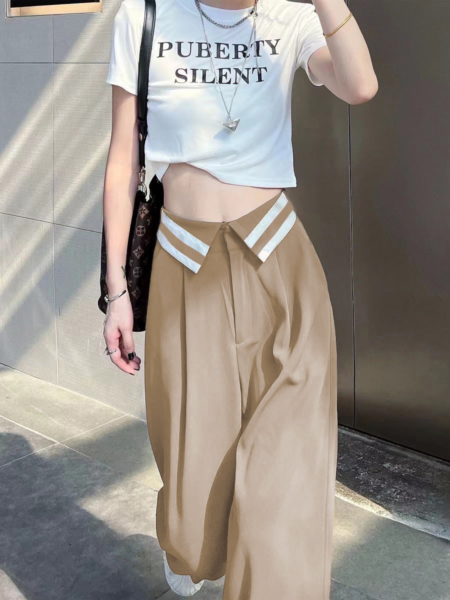 Collar Belt Korean Baggy Pant