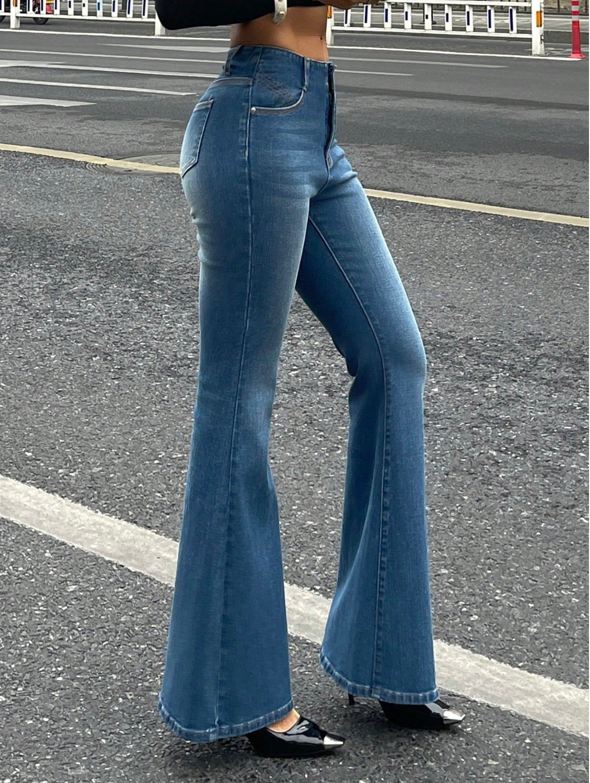 Blue Aura Low Waist Flare Jeans
