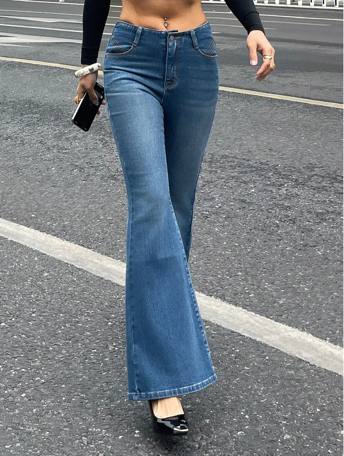 Blue Aura Low Waist Flare Jeans