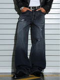 Blue Eclipse Distressed Loose Straight Fit Jeans