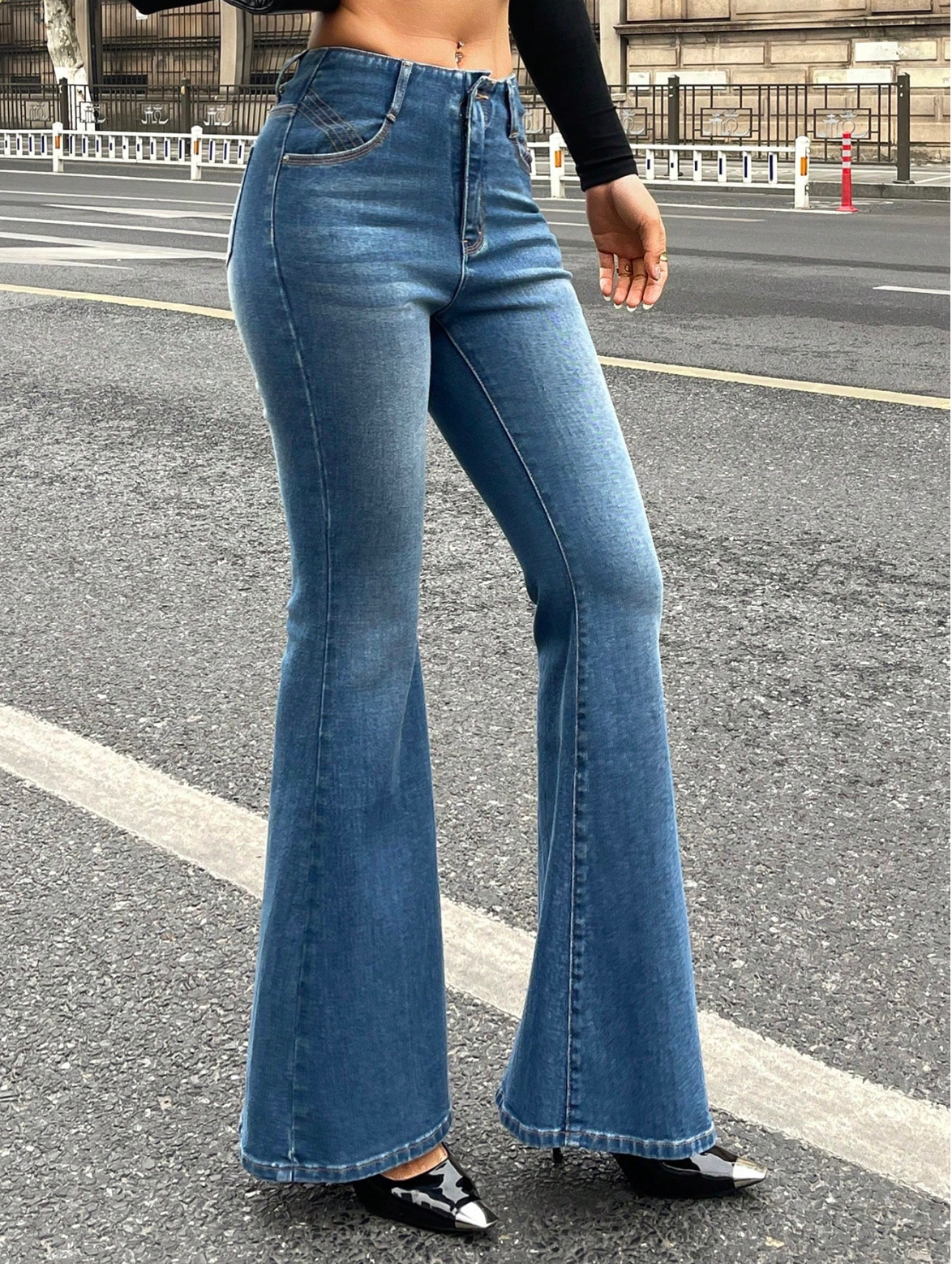 Blue Aura Low Waist Flare Jeans