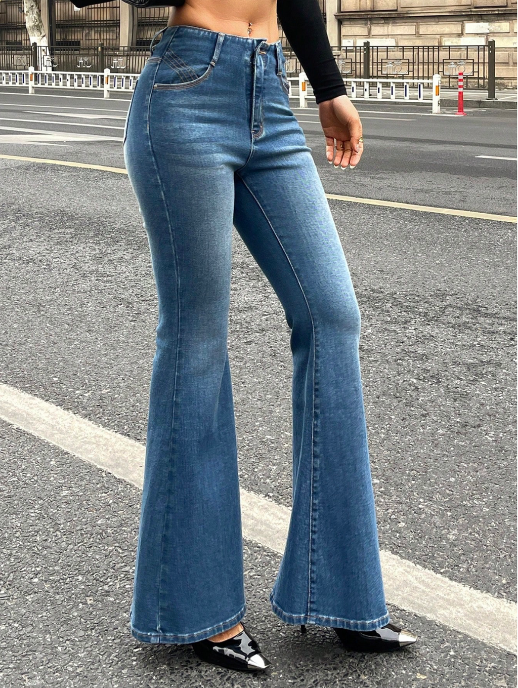 Blue Aura Low Waist Flare Jeans