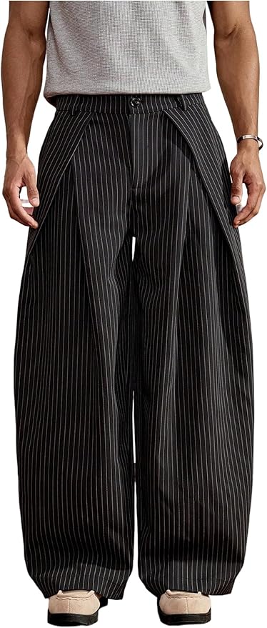 Overfold Stripes Draped Trousers