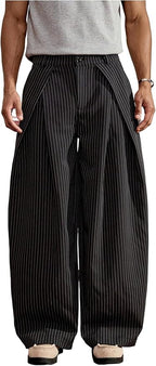 Overfold Stripes Draped Trousers