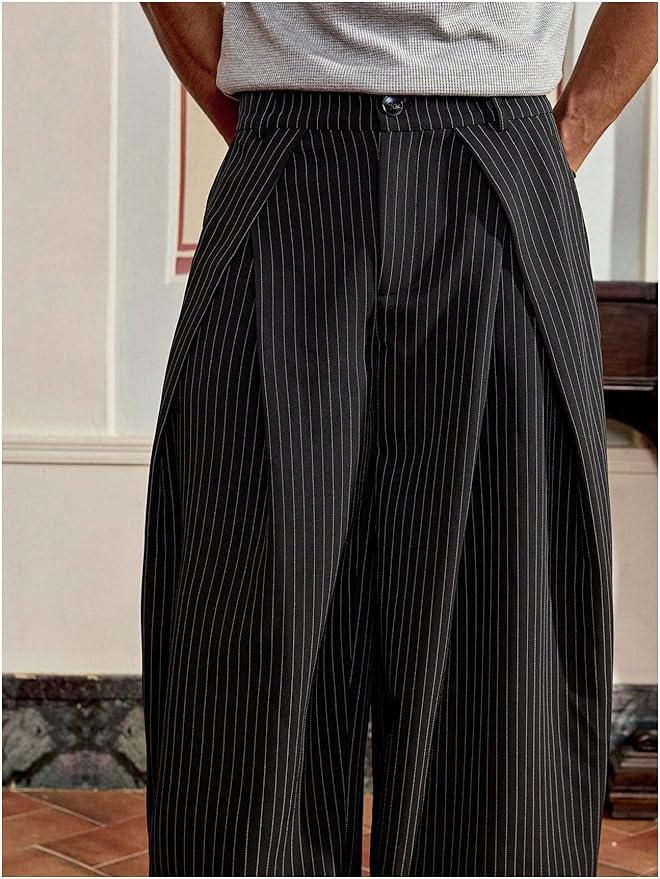 Overfold Stripes Draped Trousers