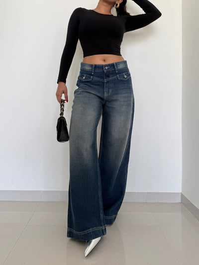 Y2k Old School Tinted Wash Baggy Wide leg Jeans