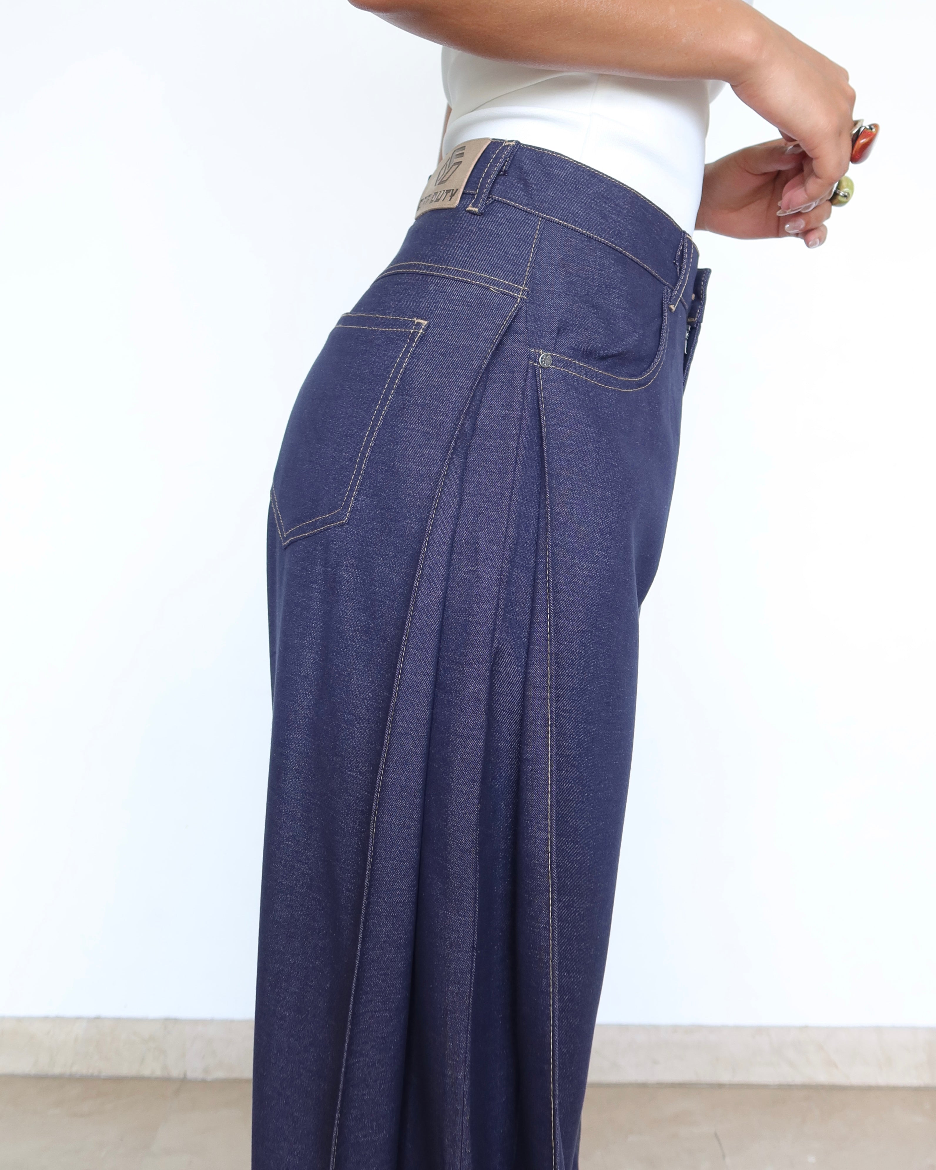 Denim-Inspired Pleated Pants