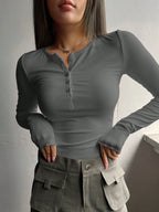 Bodycon Henley Rib Top