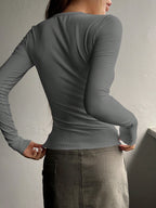 Bodycon Henley Rib Top