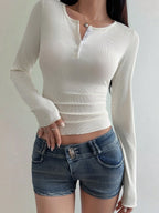 Bodycon Henley Rib Top