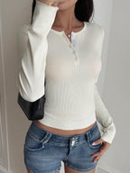 Bodycon Henley Rib Top