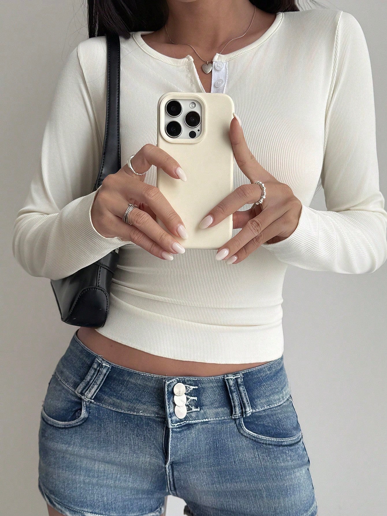 Bodycon Henley Rib Top