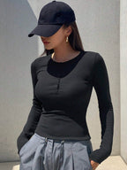 Bodycon Henley Rib Top