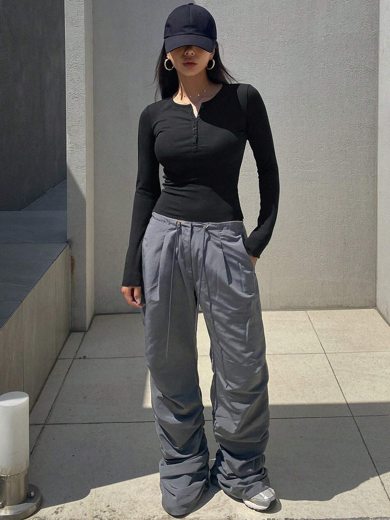 Bodycon Henley Rib Top