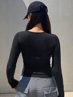 Bodycon Henley Rib Top