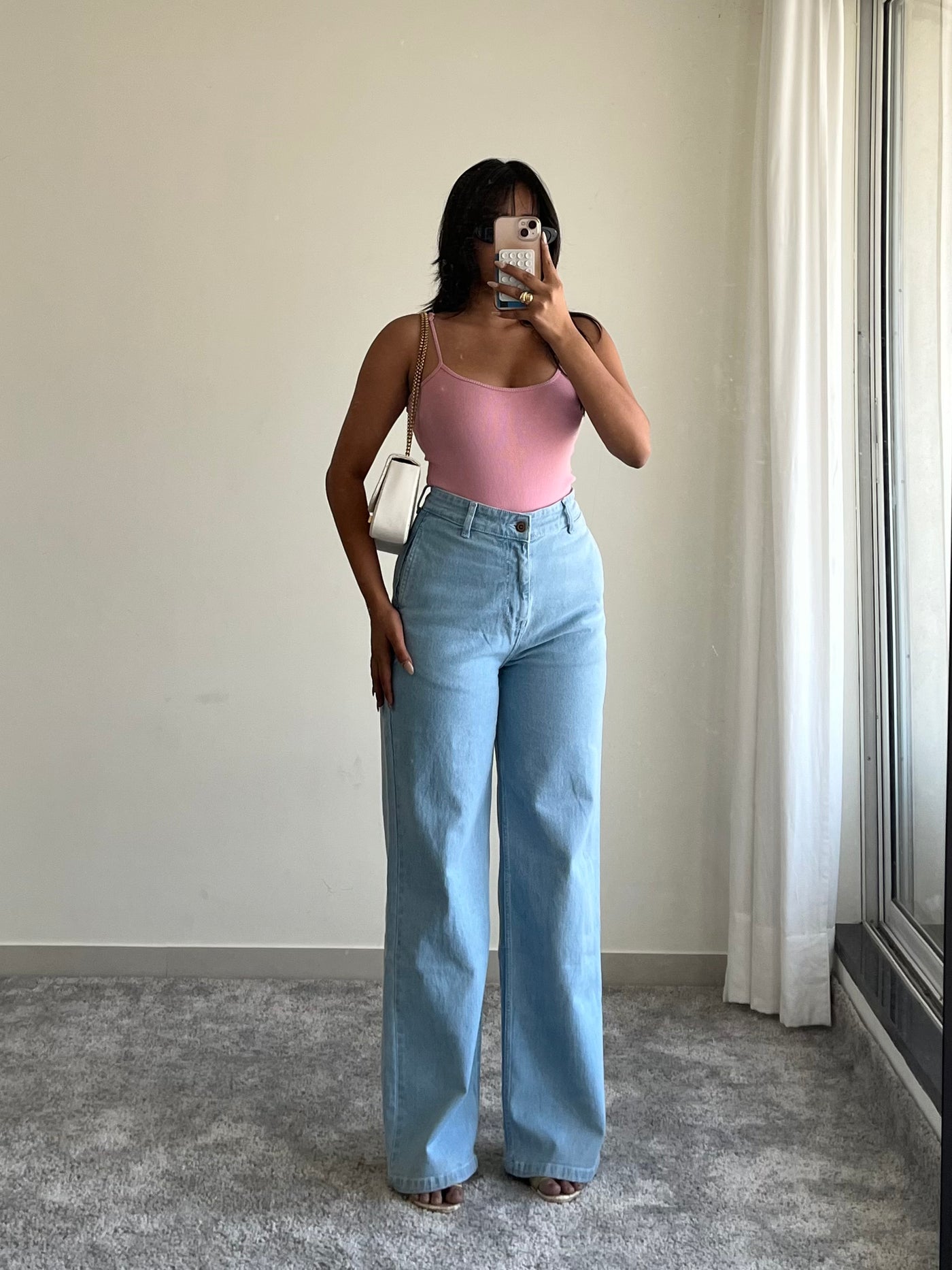 Sky Blue Fall Wide Leg High Rise Jeans