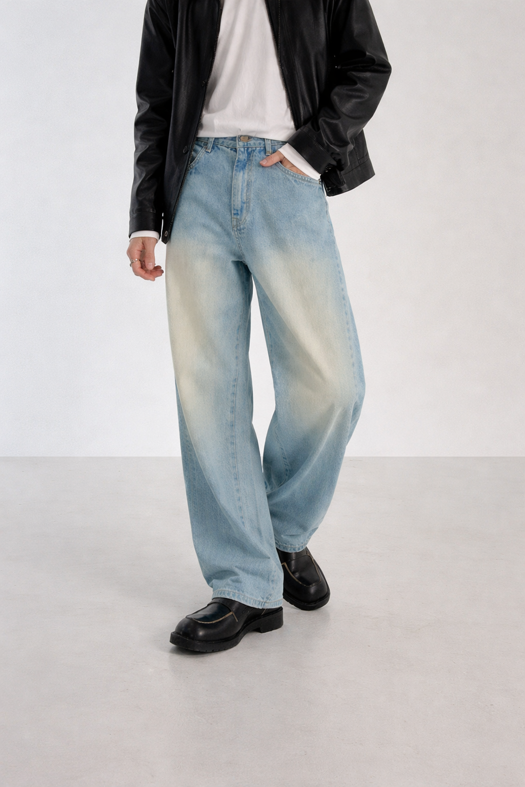 Blue Tabacco Wash Baggy Jeans