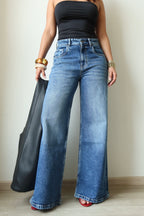 Dark Horizon Stone Wash Wide Leg Jeans