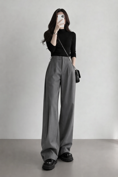 Settle Side Button Pleated Wide Pants