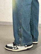 Vintage Yellowish Blue Loose Straight Fit Denim