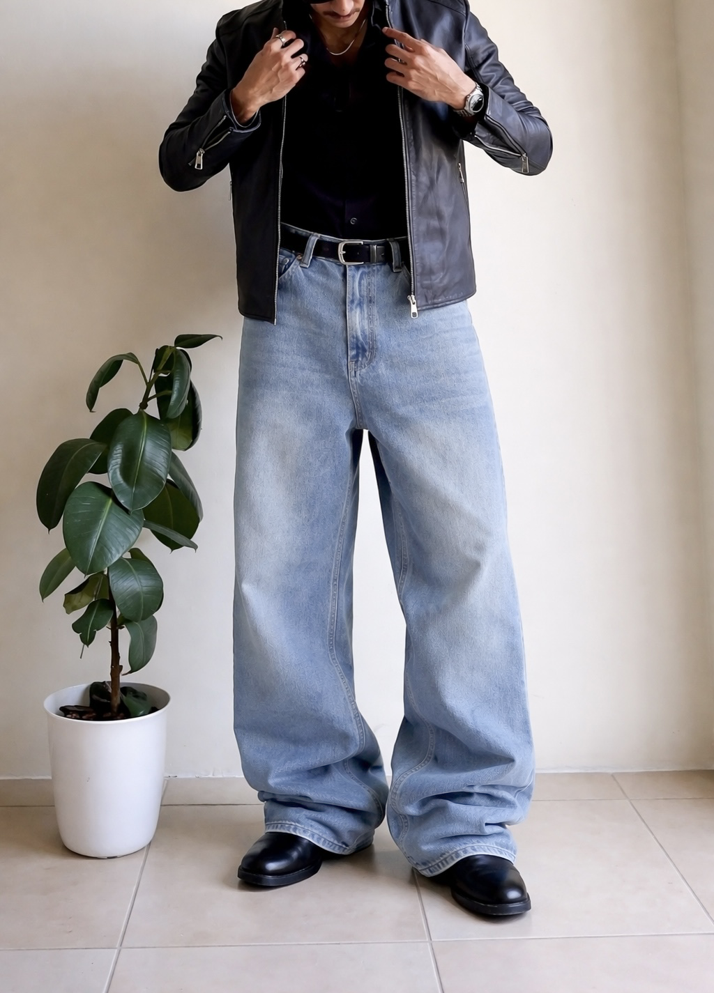 Classic Wash Blue Baggy Fit Jeans