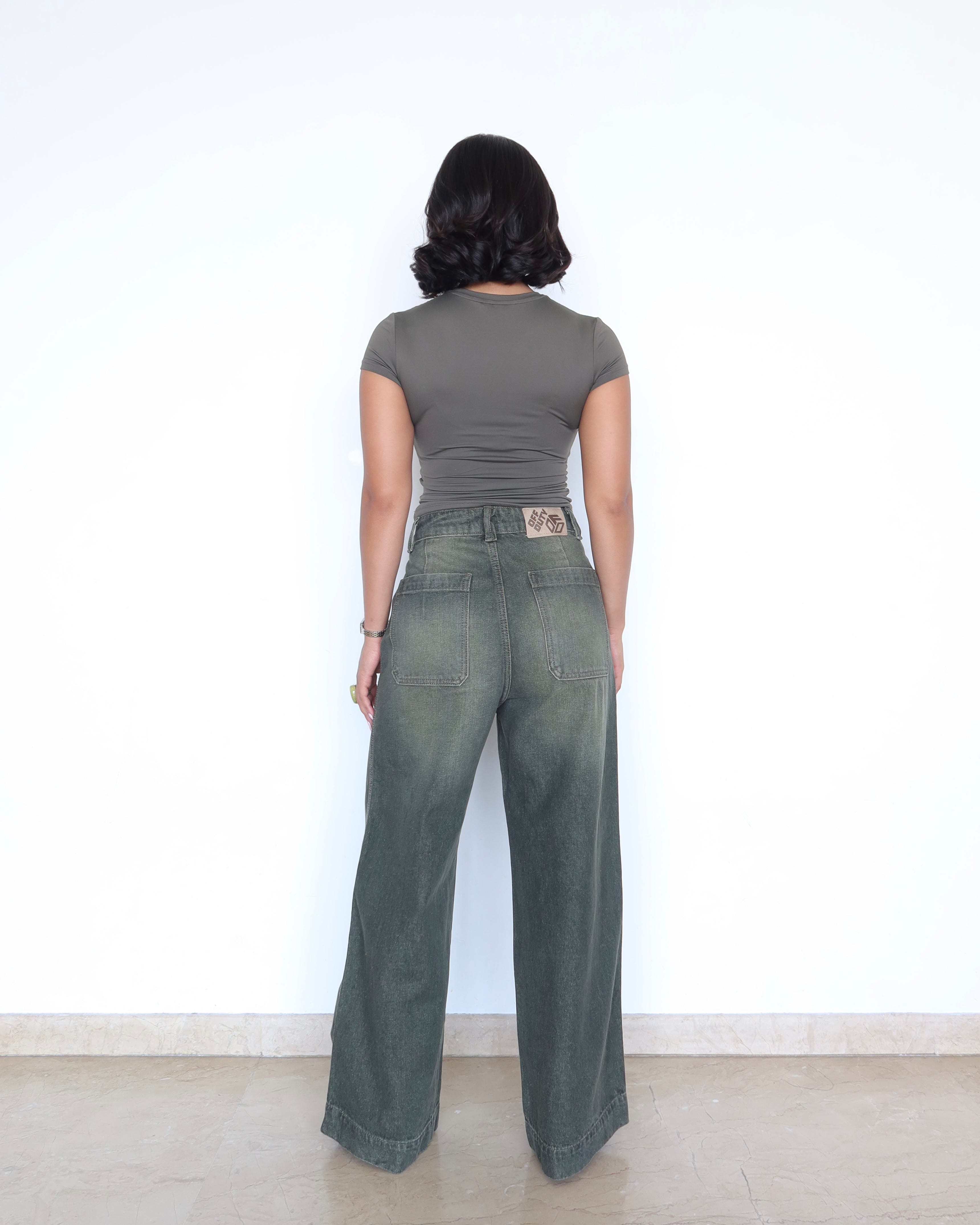 Olive Edit Baggy Wide Leg Jeans