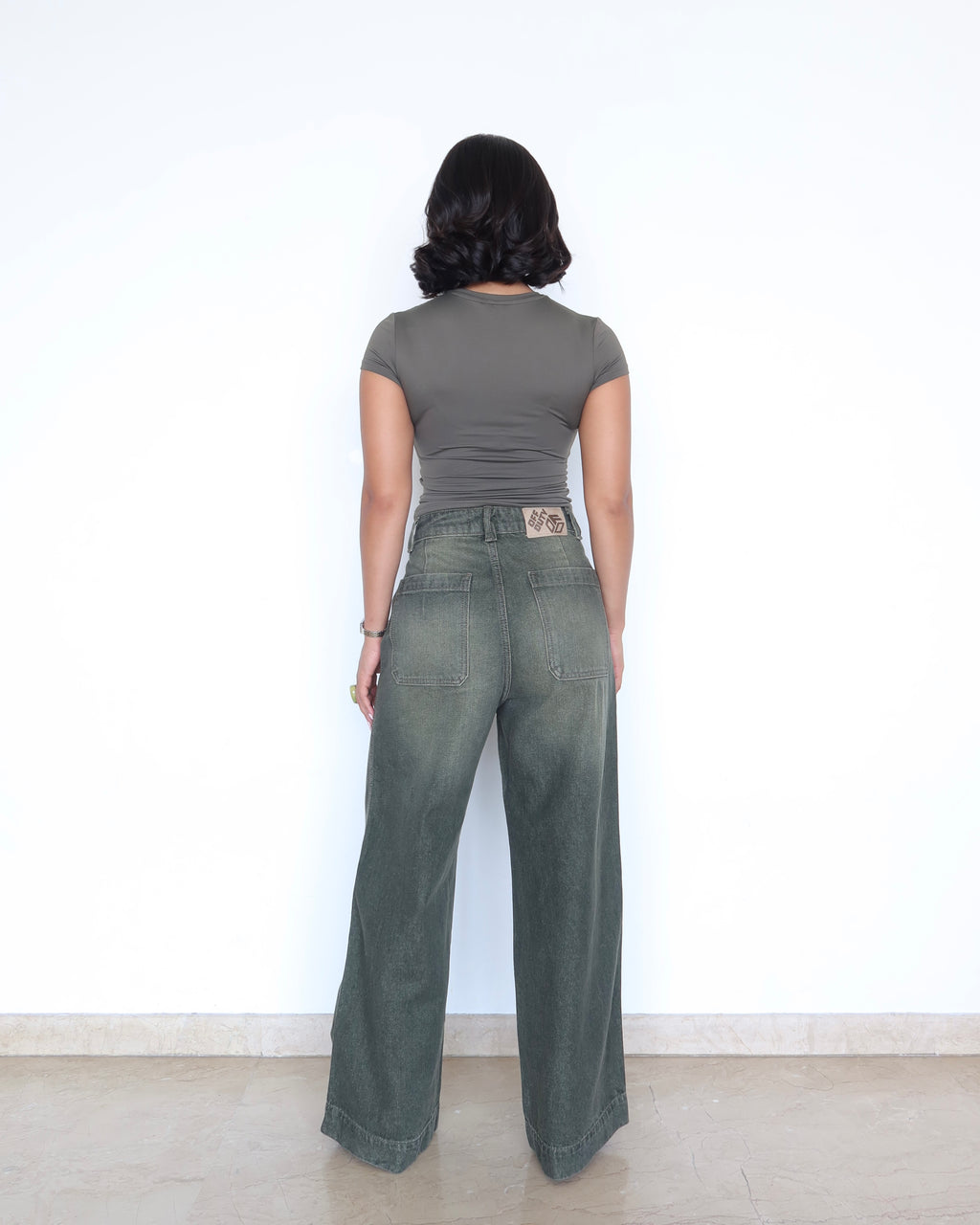 Olive Edit Baggy Wide Leg Jeans