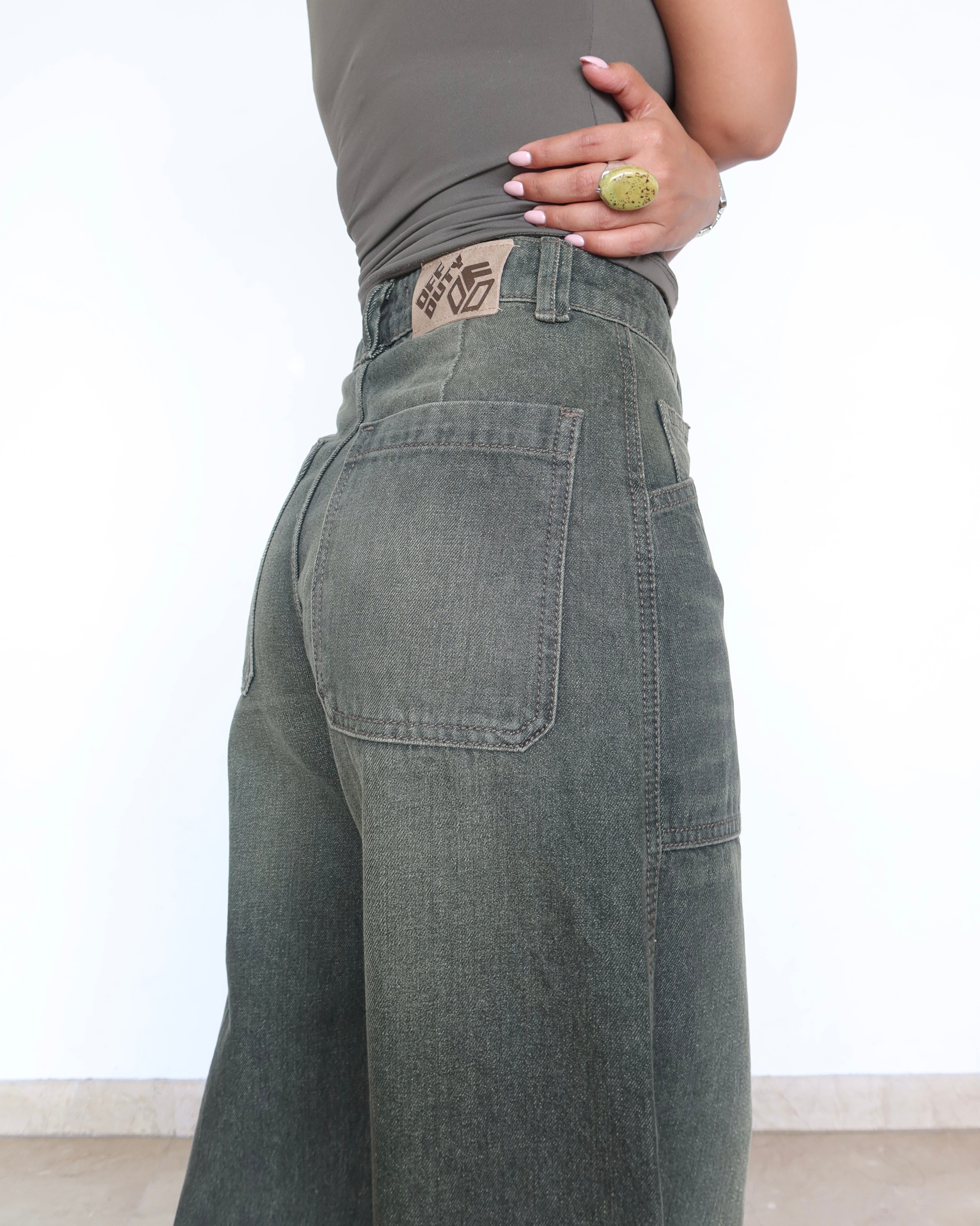 Olive Edit Baggy Wide Leg Jeans