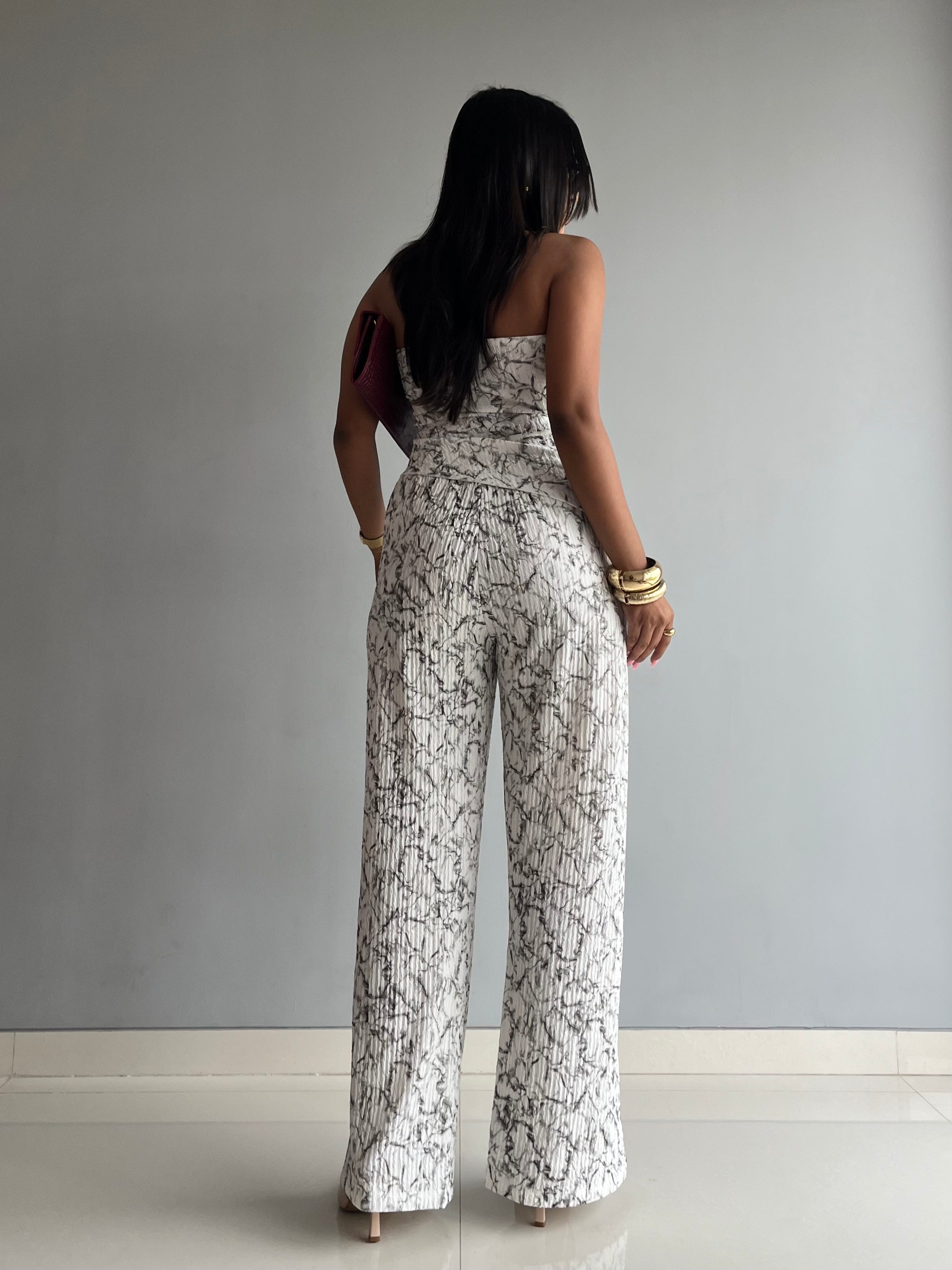 Textured Halter Neck Backless Co-ord Set