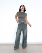 Olive Edit Baggy Wide Leg Jeans