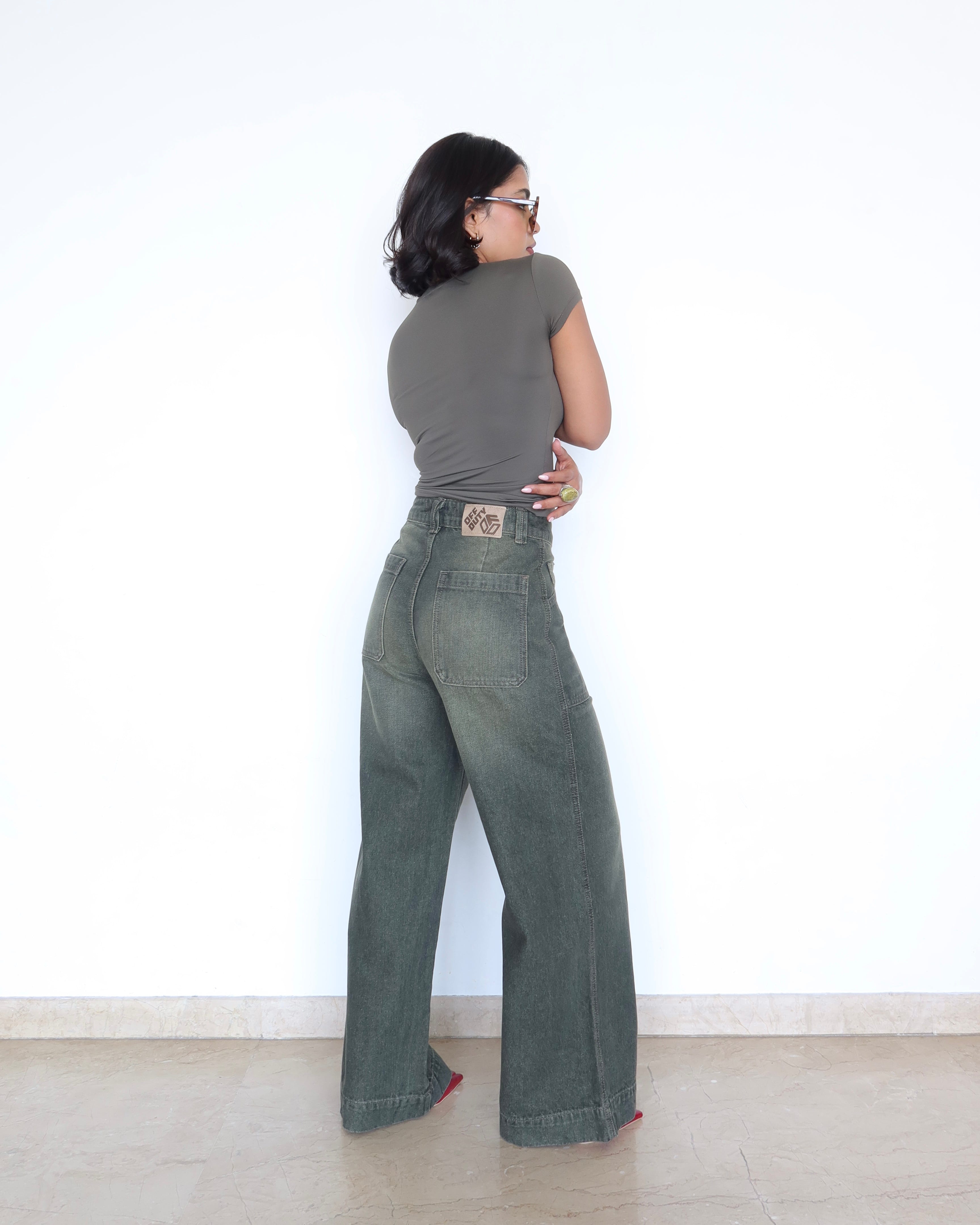 Olive Edit Baggy Wide Leg Jeans