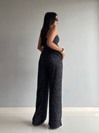 Textured Halter Neck Backless Co-ord Set