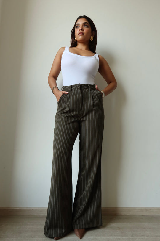 Super High Waist Stripe Wide Leg Pants – Offduty India