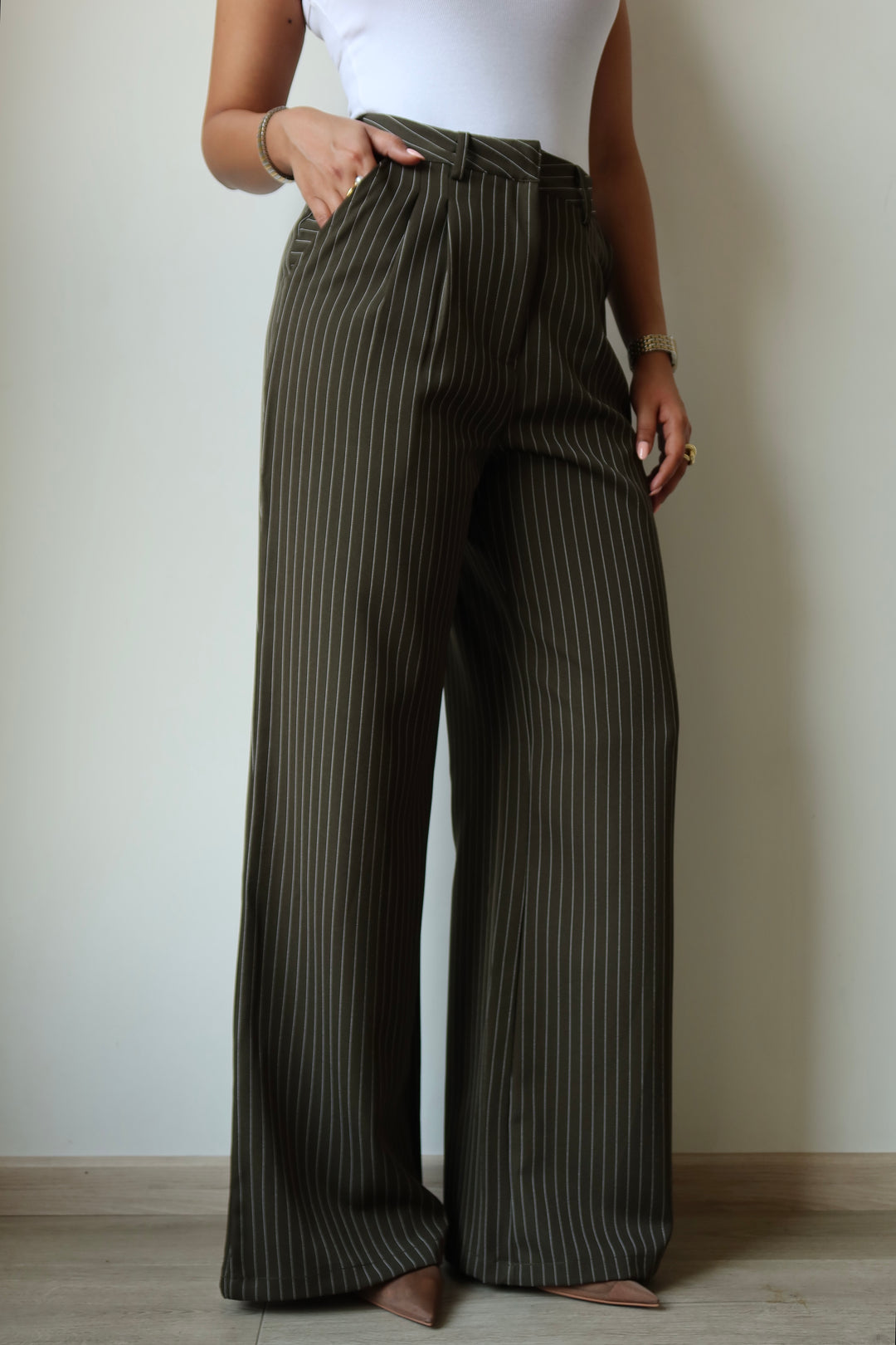 Super High Waist Stripe Wide Leg Pants – Offduty India