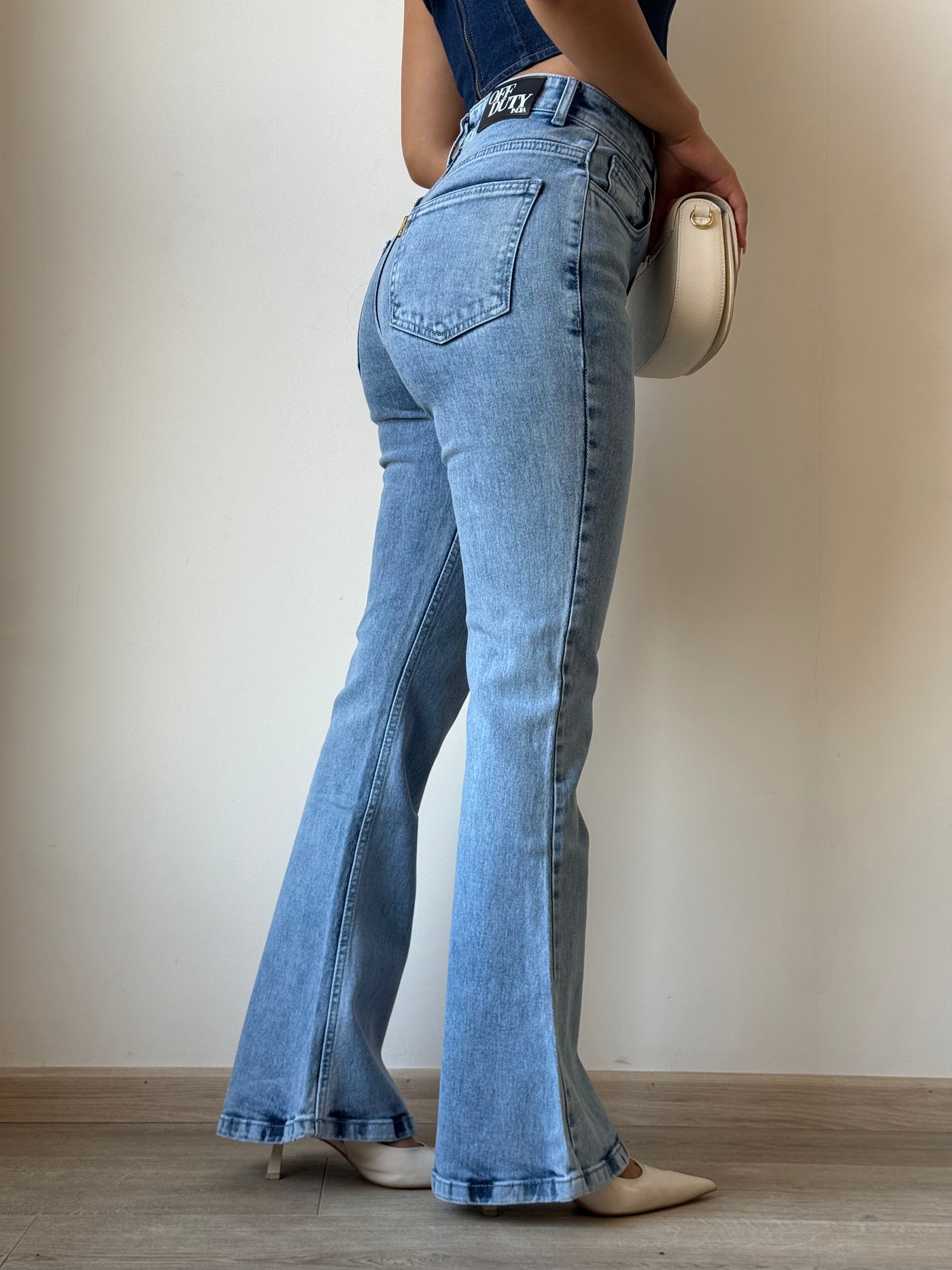 Blue Vintage Wash Stretch Bootcut Jeans