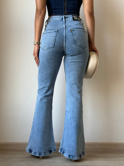 Blue Vintage Wash Stretch Bootcut Jeans