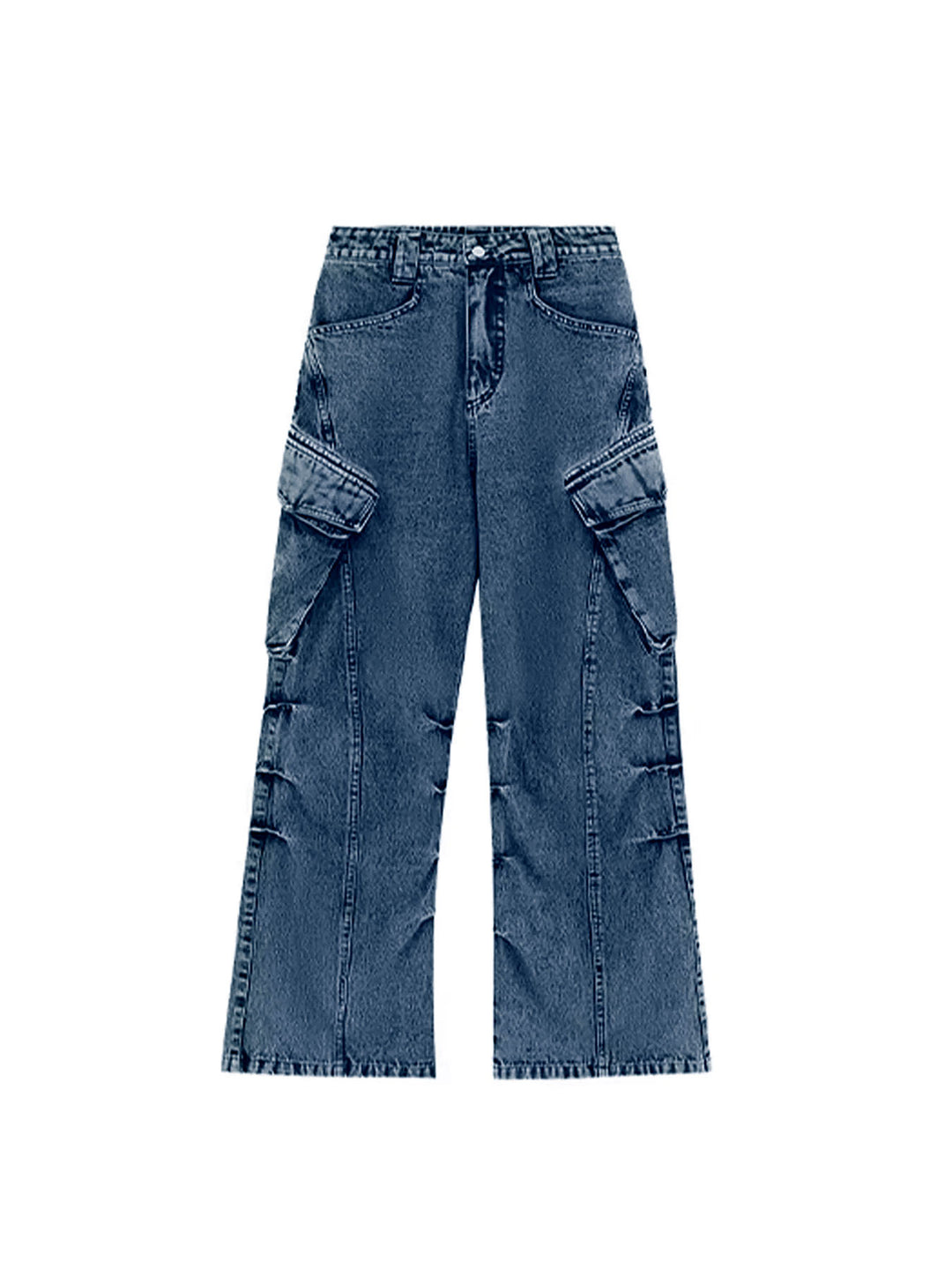 【eluva】Splicing Cargo Denim Pants Splicing Dirty Denim Cargo Pants – ELUVA