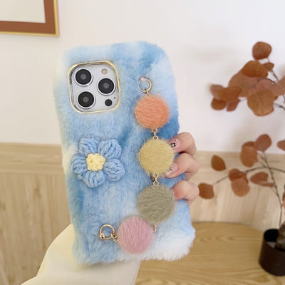 Korean Cute Knit Flower with Bracelet Iphone Cover