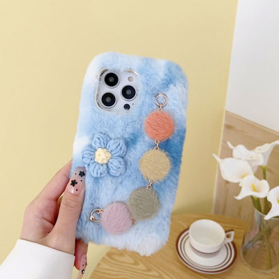 Korean Cute Knit Flower with Bracelet Iphone Cover