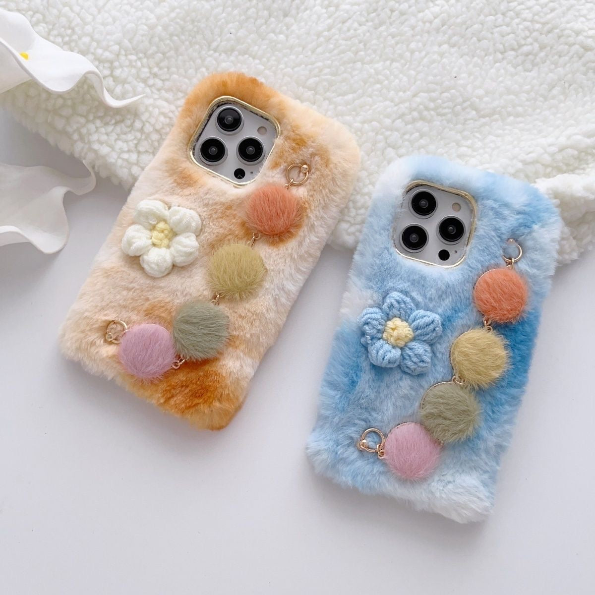 Korean Cute Knit Flower with Bracelet Iphone Cover