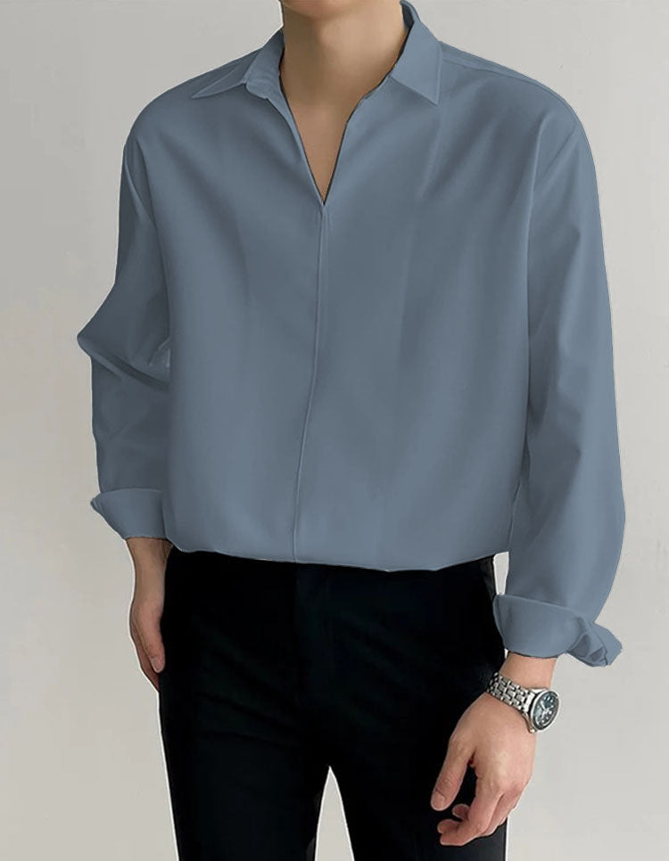 Daily Loose Solid Color Long Sleeved Shirt