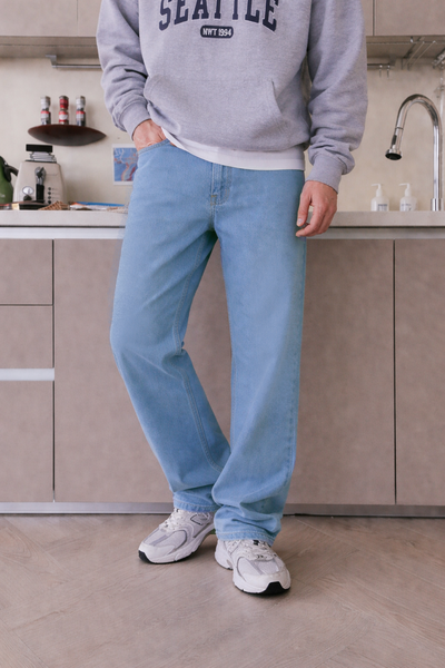 Slate Blue Baggy Fit Rigid Jeans