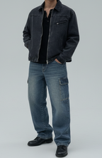 Basic Blue Core Baggy Cargo Jeans