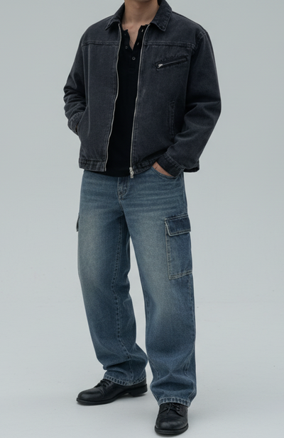 Basic Blue Core Baggy Cargo Jeans