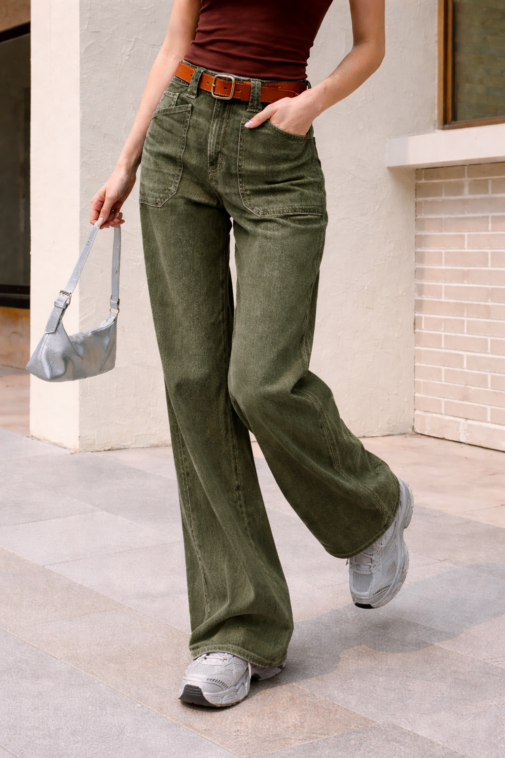 Olive Edit Baggy Wide Leg Jeans