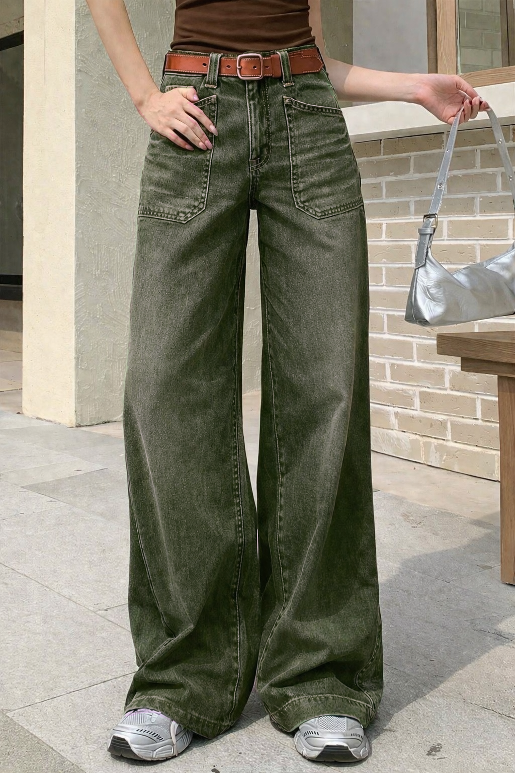 Olive Edit Baggy Wide Leg Jeans