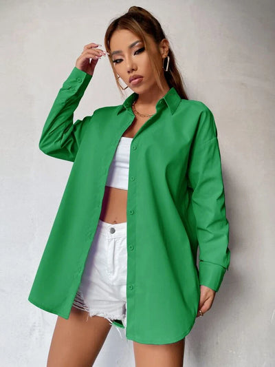 Forest Green Oversize Poplin Shirt